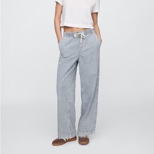 High Rise Pull-On Stripe Wide-Leg Jeans